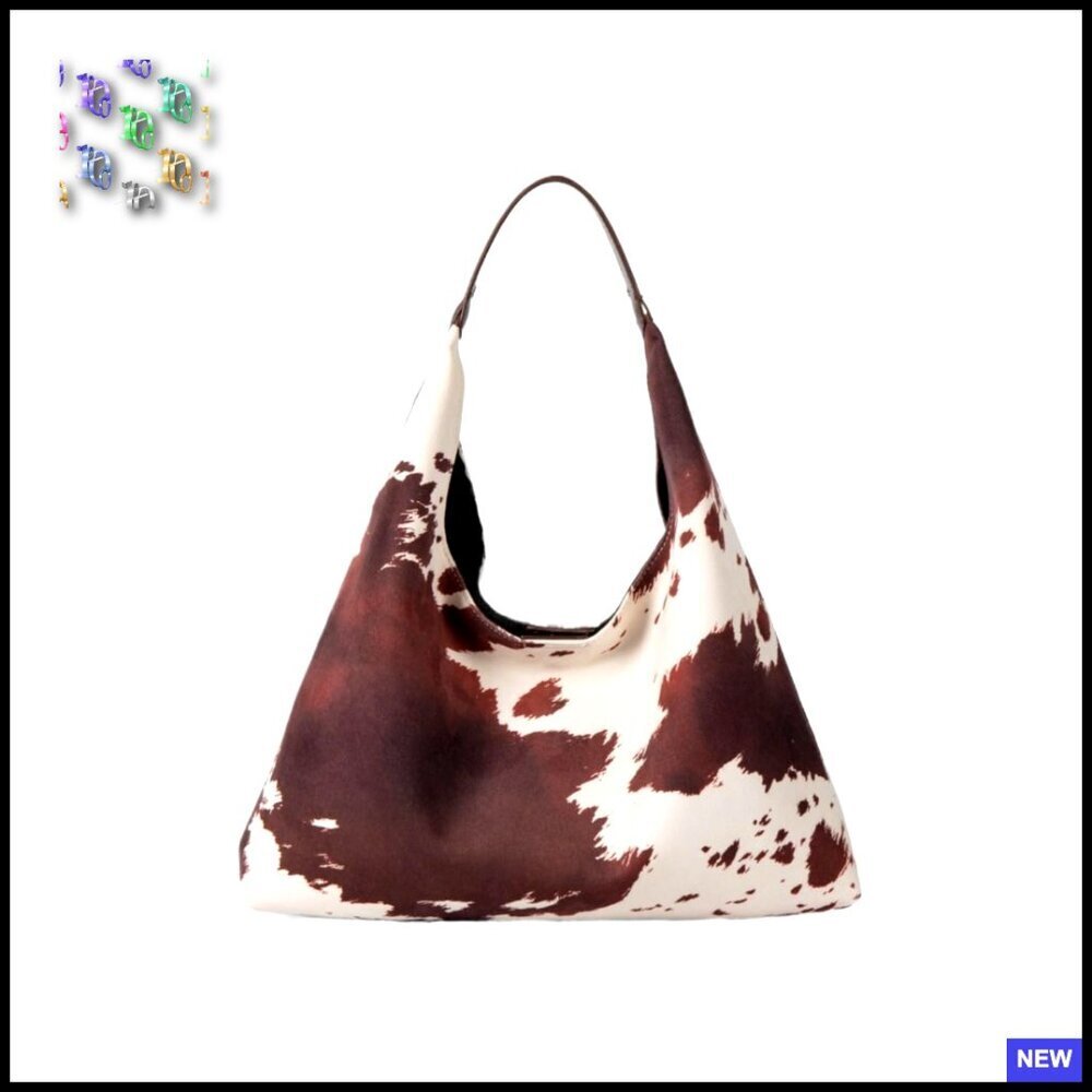 Suede Hobo Tote Large Capacity Animal Print Fashion Purse Adjustable Strap